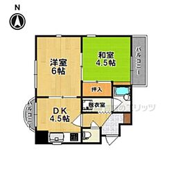 サンパレス21奈良II 3階2DKの間取り