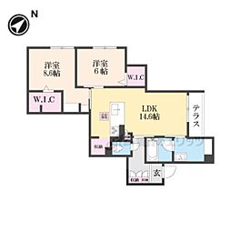 近鉄奈良線 生駒駅 徒歩9分の賃貸アパート 1階2LDKの間取り