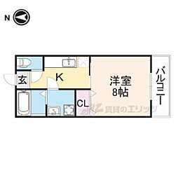 近鉄奈良線 大和西大寺駅 徒歩7分の賃貸アパート 2階1Kの間取り