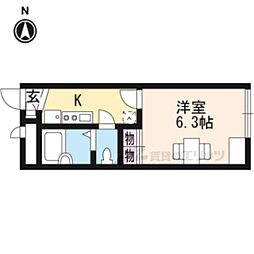 レオパレス大宮 208 2階1Kの間取り