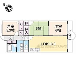 近鉄奈良線 富雄駅 徒歩1分の賃貸マンション 6階3LDKの間取り