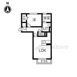 近鉄橿原線 尼ヶ辻駅 徒歩7分の賃貸アパート 1階1LDKの間取り
