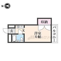 アートハウスなら 1階ワンルームの間取り