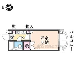 オークマンションおおみや 2階1Kの間取り