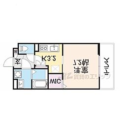 近鉄橿原線 近鉄郡山駅 徒歩4分の賃貸アパート 1階1Kの間取り