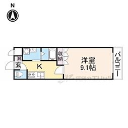 近鉄天理線 二階堂駅 徒歩5分の賃貸アパート 1階1Kの間取り
