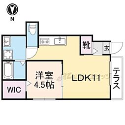 近鉄奈良線 近鉄奈良駅 徒歩17分の賃貸アパート 1階1LDKの間取り