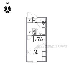 レオパレスインフォレスタII 1階1Kの間取り