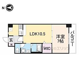 グランディス朱雀 8階1LDKの間取り