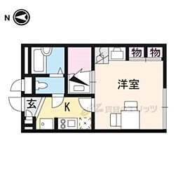 レオパレスヴィラージュD 1Kの間取図画像