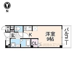 ブランドール佐保川 ワンルームの間取図画像