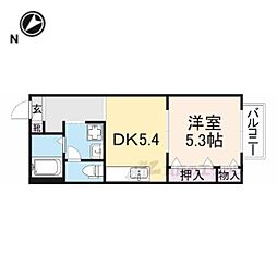 ドミール佐保台 1DKの間取図画像