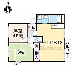 フレグランス左京B 2LDKの間取図画像