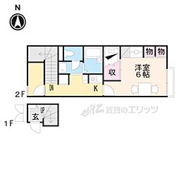 レオパレスナップシャンブル 1Kの間取図画像