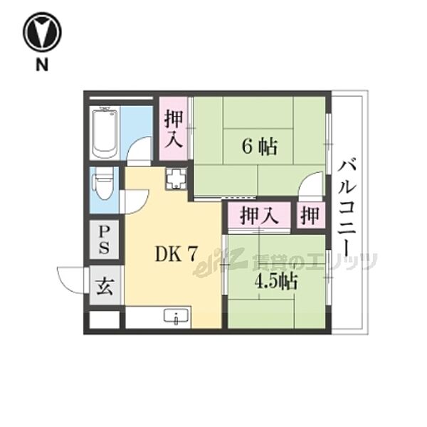 奈良県橿原市葛本町(賃貸マンション2DK・2階・40.50㎡)の写真 その2