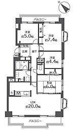 森林公園パークハウス西五番街C棟 4LDKの間取図画像