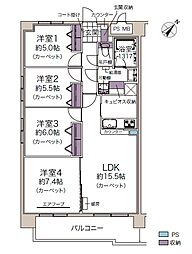 朝日プラザ東札幌3 4LDKの間取図画像