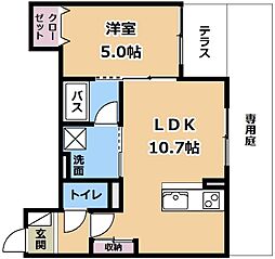 JR東海道・山陽本線 瀬田駅 徒歩20分の賃貸アパート 1階1LDKの間取り