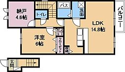 シャリテ高橋川 2階1SLDKの間取り