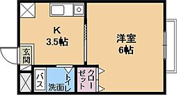 サテンドール草津 1Kの間取図画像