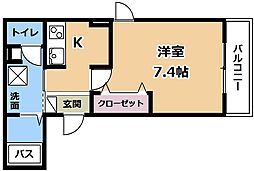 L'Allure御幸町 1Kの間取図画像
