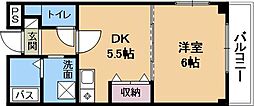 グランベール弐番館 1DKの間取図画像