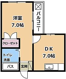 コマザワビル 1DKの間取図画像