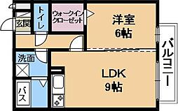 セジュール・コウハナA 1LDKの間取図画像