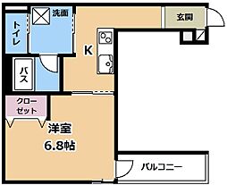 ALEGRIA瀬田 1Kの間取図画像