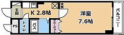 アバンギャルド 1Kの間取図画像