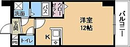 サニーサイドテラスK ワンルームの間取図画像