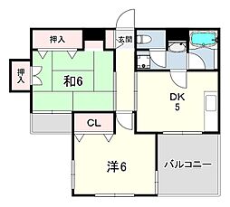 西宮グリーンハイツ5 2DKの間取図画像