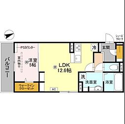 D-RESIDENCE上甲子園 2階1LDKの間取り