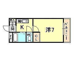 ステラハウス19 1階1Kの間取り