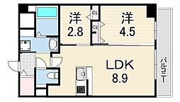 ファーストフィオーレ東灘 6階2DKの間取り