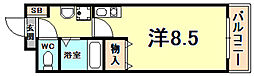 ハピネス大屋町 3階ワンルームの間取り