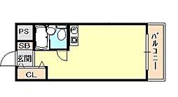 ダイドーメゾン芦屋 2階ワンルームの間取り