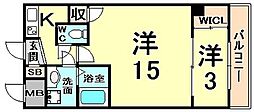 セレニテ甲子園 1DKの間取図画像