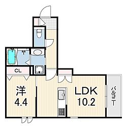 La vita西宮北口 1LDKの間取図画像