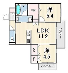 La vita西宮北口 2LDKの間取図画像
