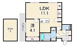 西宮市樋之池町マンション 1LDKの間取図画像