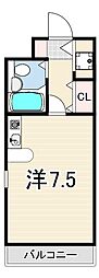 クレスト夙川 ワンルームの間取図画像