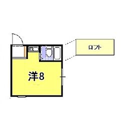 パレス甲東園 ワンルームの間取図画像