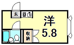 アメニティーハイツ上ケ原壱番館 1Kの間取図画像