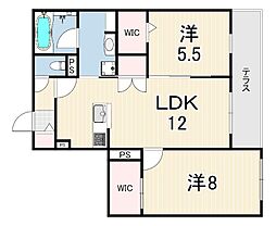 FOREST MONZENCHO EAST 2LDKの間取図画像