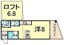 C4Koshieneast ワンルームの間取図画像