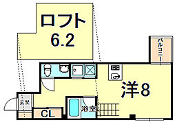C4Koshieneast ワンルームの間取図画像