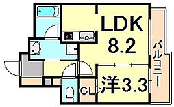 ピノ甲東園 1LDKの間取図画像