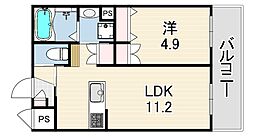 HEBELGARDEN松山町 1LDKの間取図画像