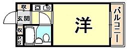 シャンブル・ド甲東園 ワンルームの間取図画像